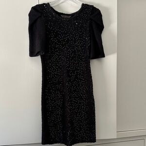 Elegant Black Beaded Midi Dress